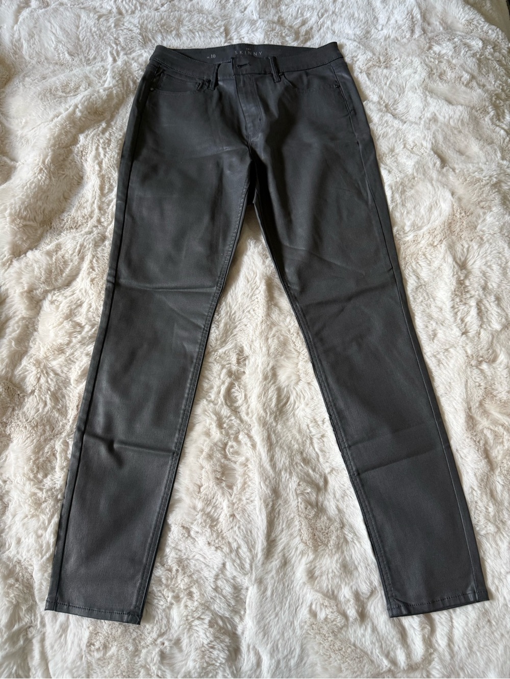 Dark Gray Coated Slim Cut Jeans by WHBM - Size 10